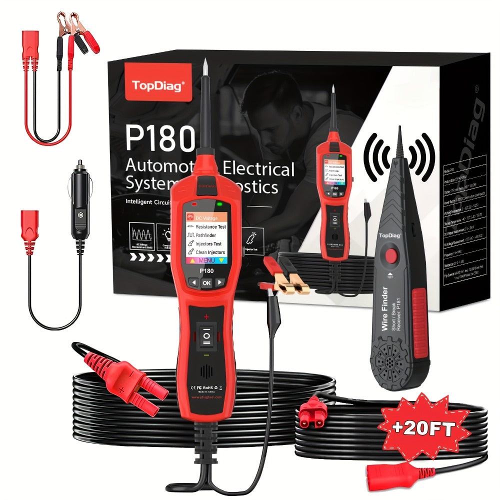 Automotive Circuit Tester P180 Multimeter | Breakpoint Localization Battery Diagnosis AC DC Voltage Fuel Injector Tester 6-30V | Car Electrical System Diagnostic Tool with TFT Color Display