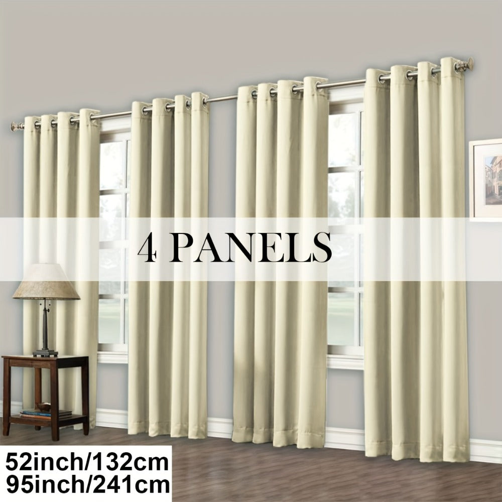 Blackout Curtains Grommet Top Room Darkening Window Drapes 4 Panels Set Living Room Bedroom