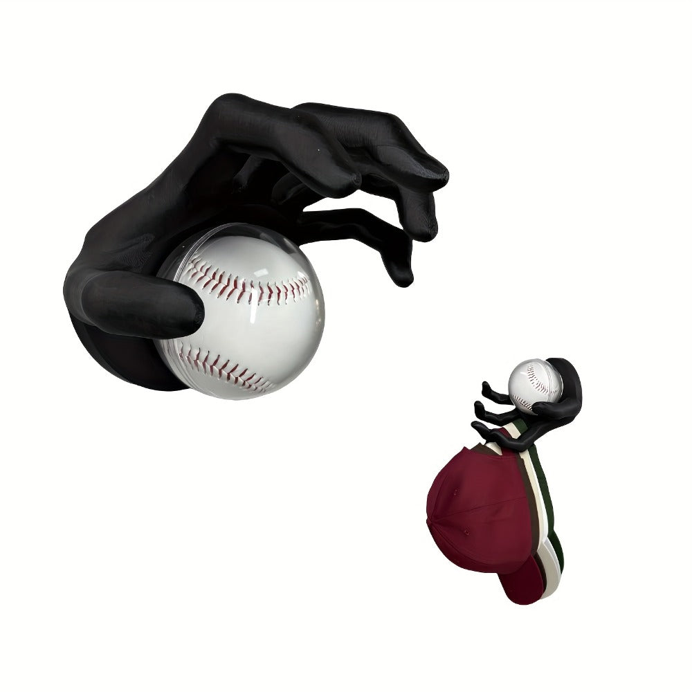 Wall Mounted Hand Shape Sports Ball Display Shelf - Decorative Storage Organizer for Basketball Football Volleyball Rugby Baseball Collection