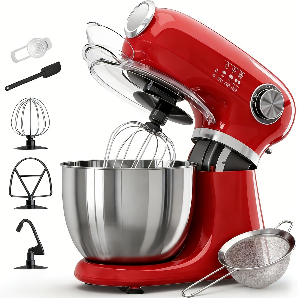 Bowl-Lift Stand Mixer 5.5 Qt 4-in-1 Electric Vertical Mixer 350W 12-Speed with Pulse Stainless Steel Bowl Dough Hook Whisk Mixing Paddle for Cake Bread Dough Black Red