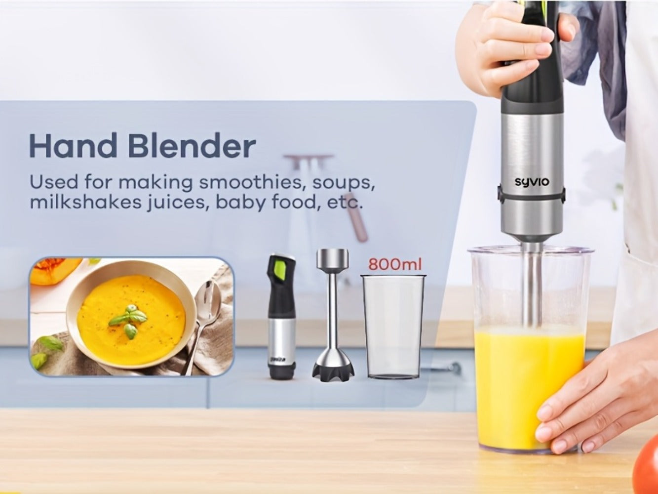 Immersion Blender 1200W 9-in-1 Heavy Duty Hand Blender Variable Speed with Time Display Chopper Whisk Milk Frother Beaker Electric Handheld Mixer for Soup Puree Smoothies
