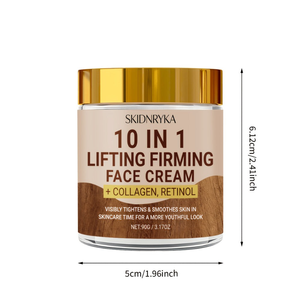 10-in-1 Firming & Lifting Moisturizing Face Cream for Women - Anti-Aging, Youthful Glow, Non-Greasy 90g | Buy 2 Get 1 Free Set | All Skin Types