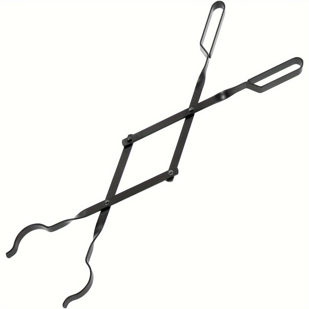 Fireplace Tongs 26 Inch Heavy Duty Wrought Iron Log Tongs, Foldable Firewood Tongs with Stainless Steel Tip, Fire Pit Tongs for Campfire, Stove, BBQ, Indoor and Outdoor Fire Pit Accessories
