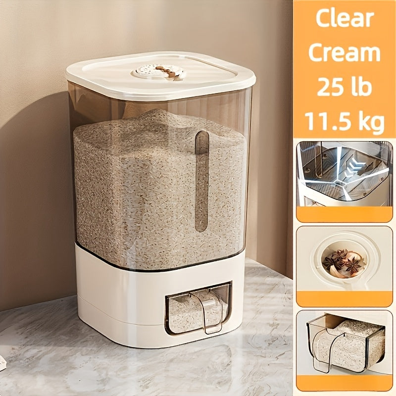 Airtight Rice Container with Measuring Cup | Large Capacity Moisture-Proof Rice Dispenser for Rice, Grains, Flour, Pet Food ¨C BPA-Free Kitchen Food Storage