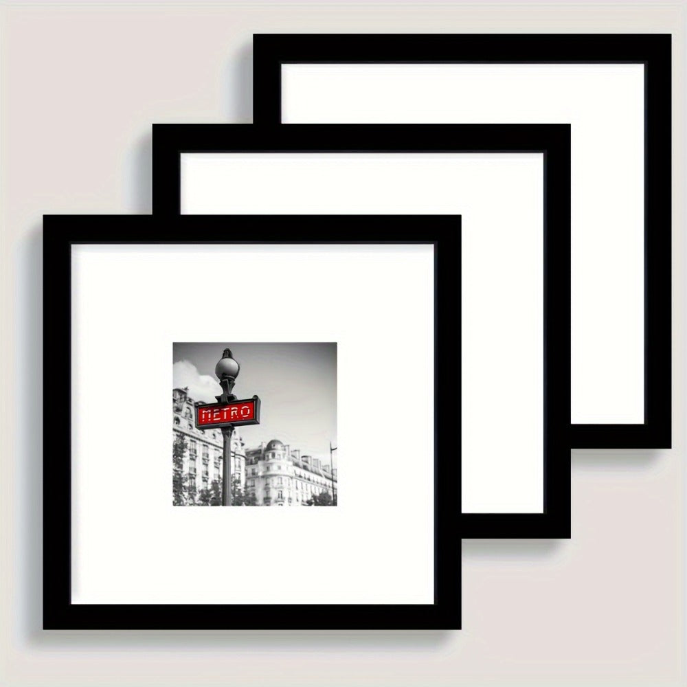 Square Photo Frames Set of 3, Black White 8x8 12x12 Inch Wall Hanging Picture Frames for Living Room Hallway Gallery Wall, Holiday Gift for Friends Family Home Decor