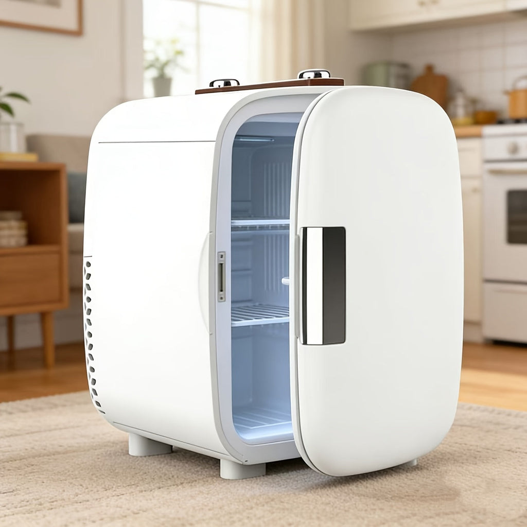 Mini Car Refrigerator, 4 Liter Compact Cooler & Warmer with 120V AC & 12V DC ¨C Portable Mini Fridge for Car, Travel, Outdoor, Bedroom and Home Use, Available in Red and White