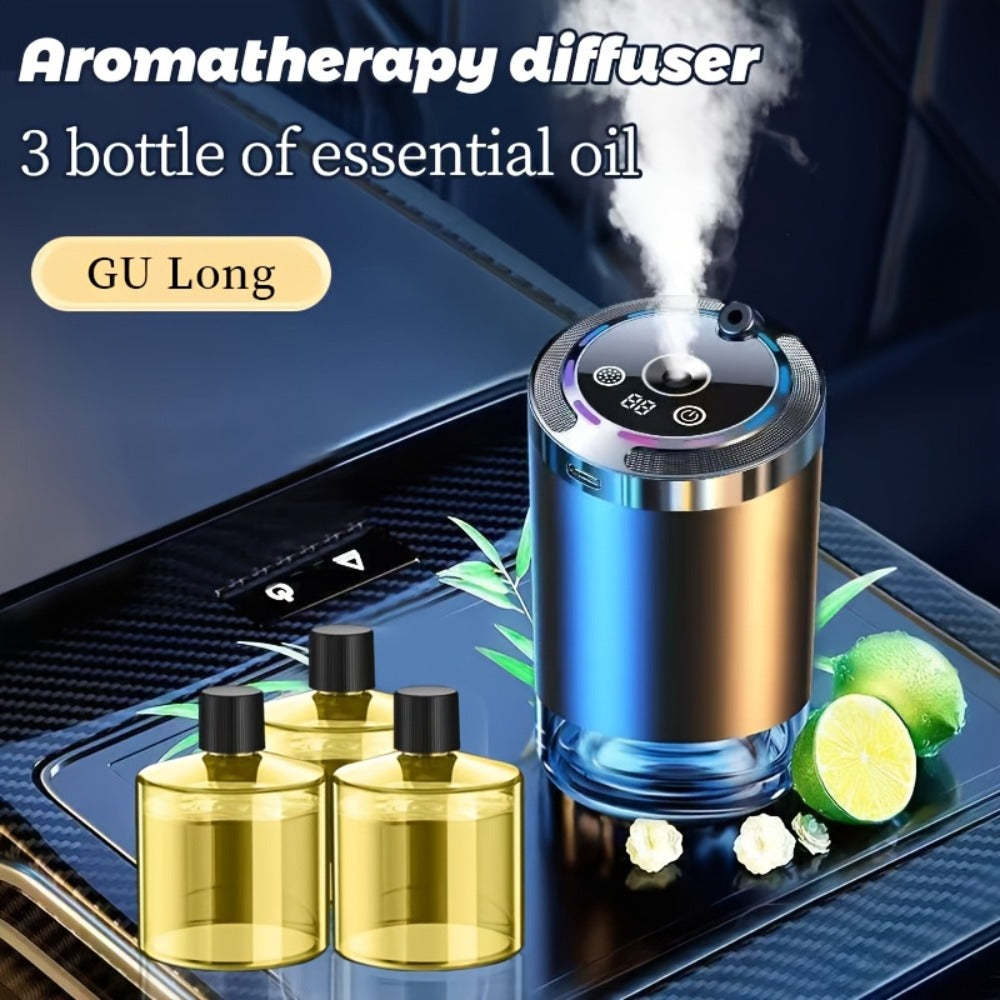 Car Aroma Diffuser Set with 3 Essential Oil Bottles ¨C Odor Eliminator for Auto Interior, Perfect Gift for Women & Office Workers