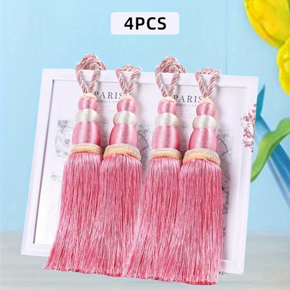 Curtain Tiebacks with Ball Tassels 4-Pack Silk Rope Curtain Ties Decorative Holdbacks for Window Dressing Home Decor