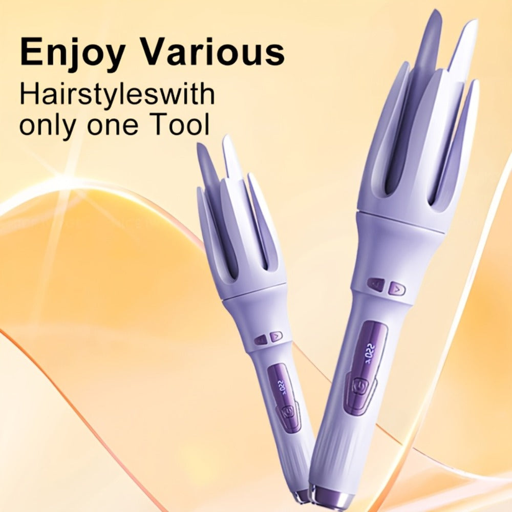 Automatic Hair Curler - One Button Electric Rotary Curling Iron with LED Display, 9-Speed Intelligent Temperature Control, Anti-Winding Anti-Scald Design, Portable for Travel & Home, Gift for Women