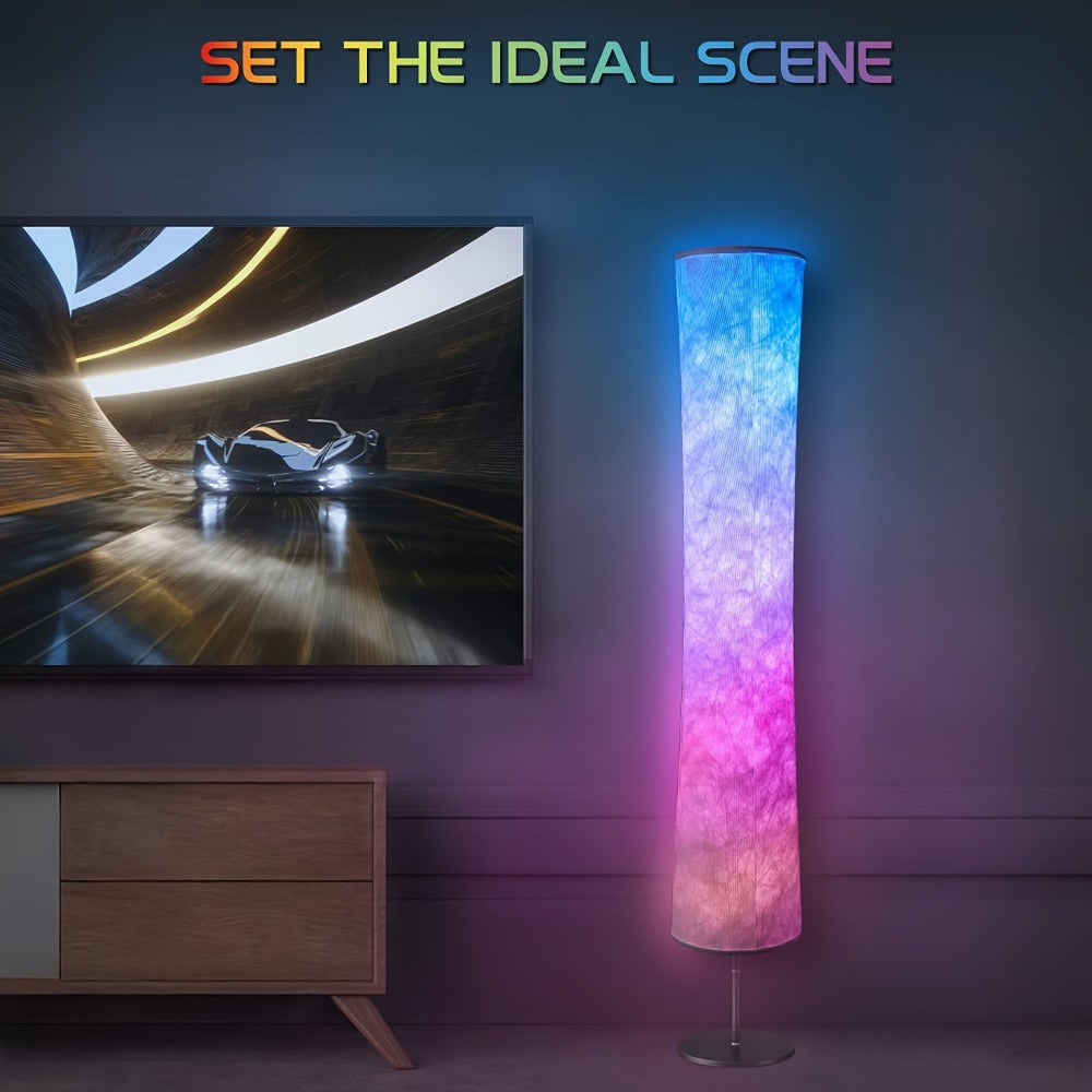 RGB Color Changing Floor Lamp 60 Inch ¨C Fabric Shade Standing Lamp with 16 Million Colors, App & Remote Control, Music Sync, Adjustable Brightness for Living Room Bedroom Party Decor (1pc / 2pcs)