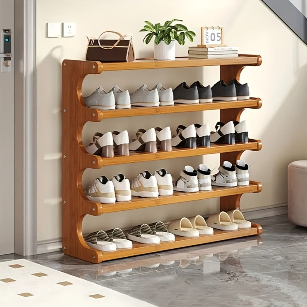 3/5/6-Tier Shoe Rack, Wood Grain Finish, Multi-Layer Freestanding Shoe Storage Organizer for Entryway, Hallway & Dorm Room, Easy Assembly, Space-Saving Design, Brown
