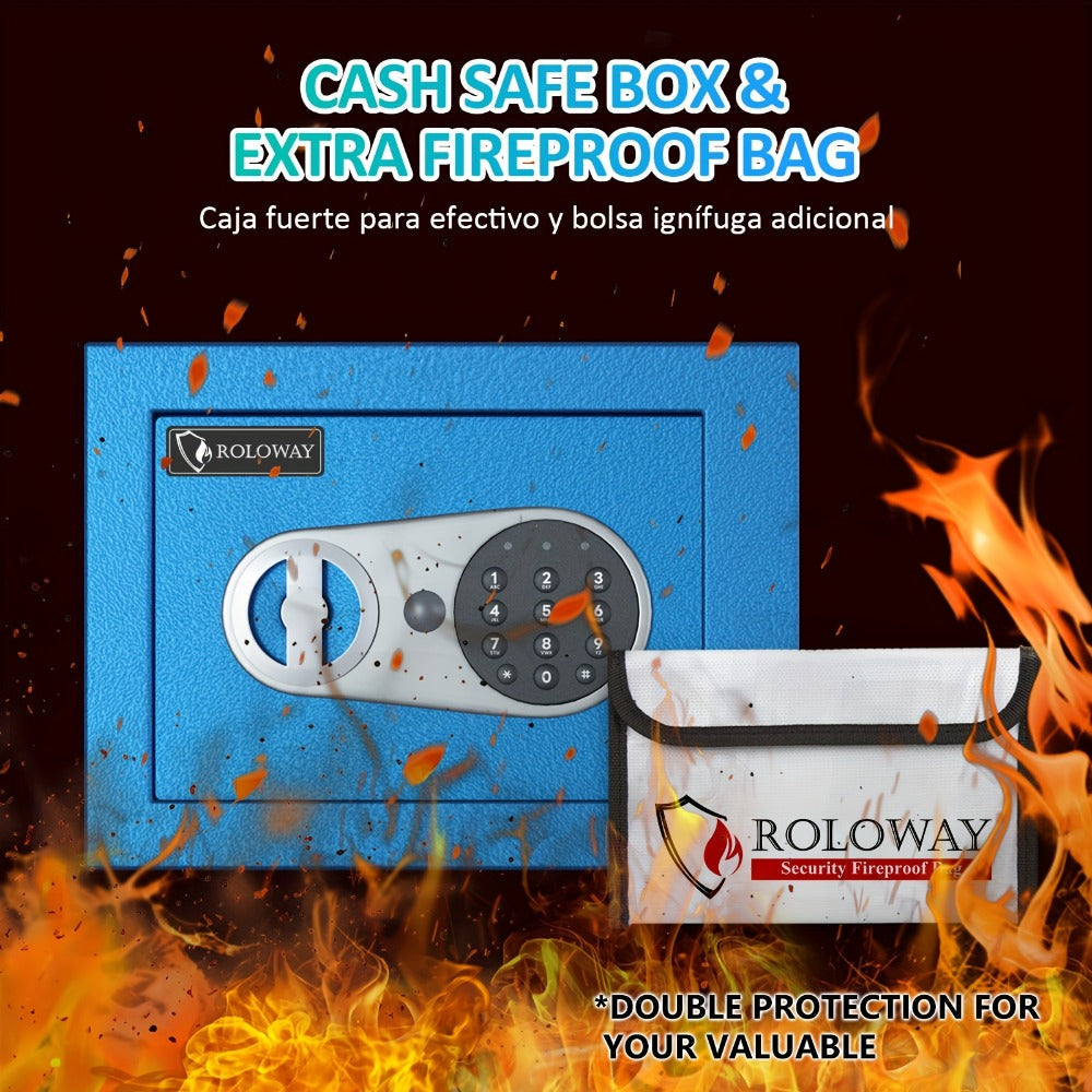 Home Security Safe Box with Sensor Light & Fireproof Bag ¨C Digital Keypad Lock Box with Backup Keys for Cash, Jewelry & Valuables ¨C Wall, Floor & Closet Mountable Safe (Multiple Sizes & Colors)