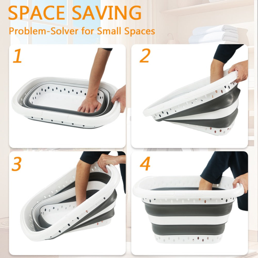 Collapsible Laundry Basket 16 Gallon with Handles ¨C Foldable Plastic Laundry Hamper, Space-Saving Portable Dirty Clothes Basket for Bathroom, Bedroom & Laundry Room