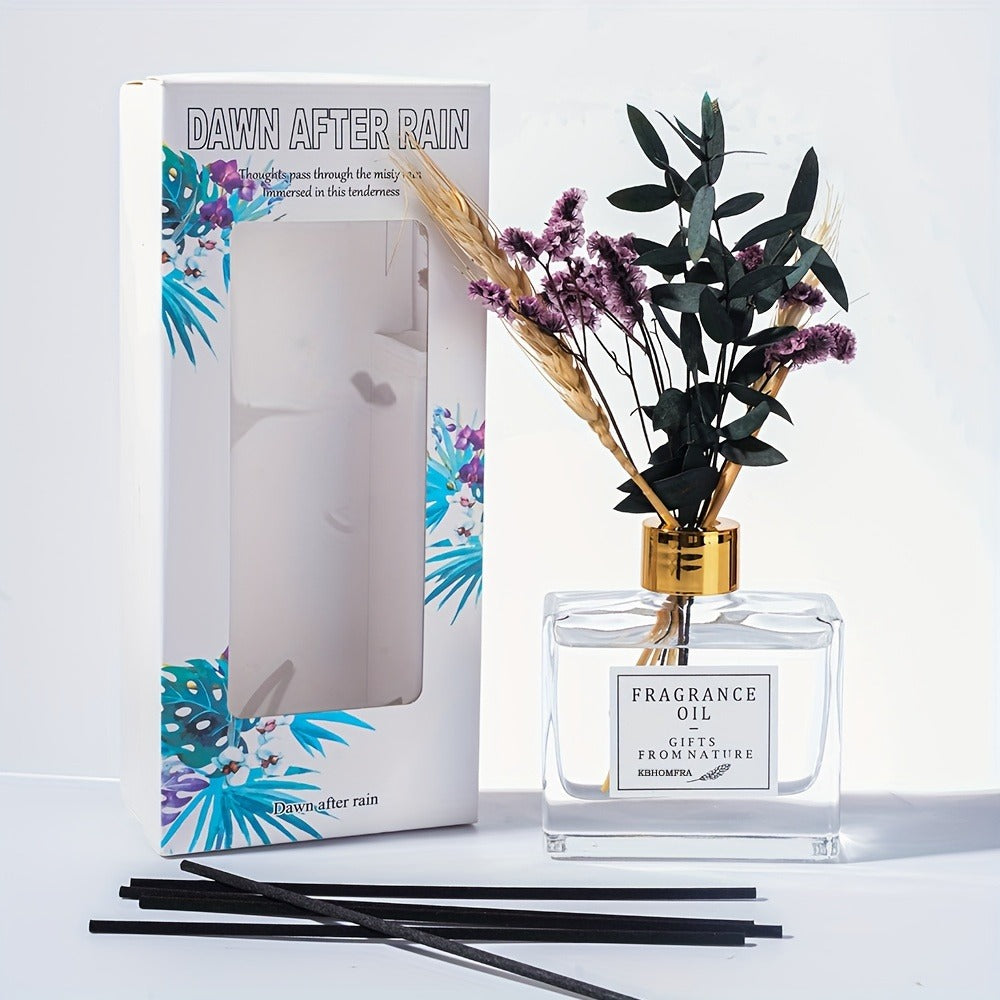 Reed Diffuser Set with Real Flowers - 4.05 oz 120ml Scented Home Fragrance Aromatherapy Diffuser Sticks for Bedroom Bathroom Living Room Office Gift