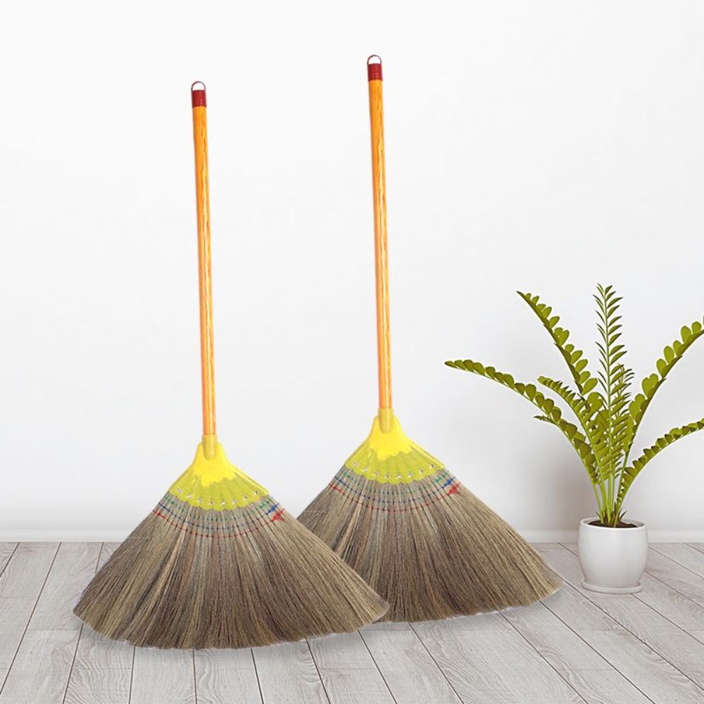 Natural Miscanthus Broom Handmade Thai Style Extra Long Heavy Duty Home Cleaning Broom Asian Grass Soft Bristle Cultural Decor