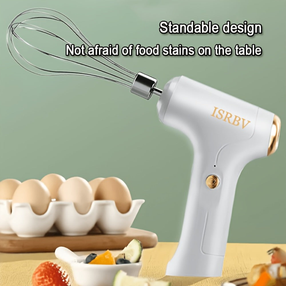 Wireless Electric Whisk Handheld Mixer - Rechargeable Cordless Egg Beater with Vertical Stand Design, Long Battery Life, Powerful Motor for Baking, Custard, Cream & Desserts, Kitchen Gift
