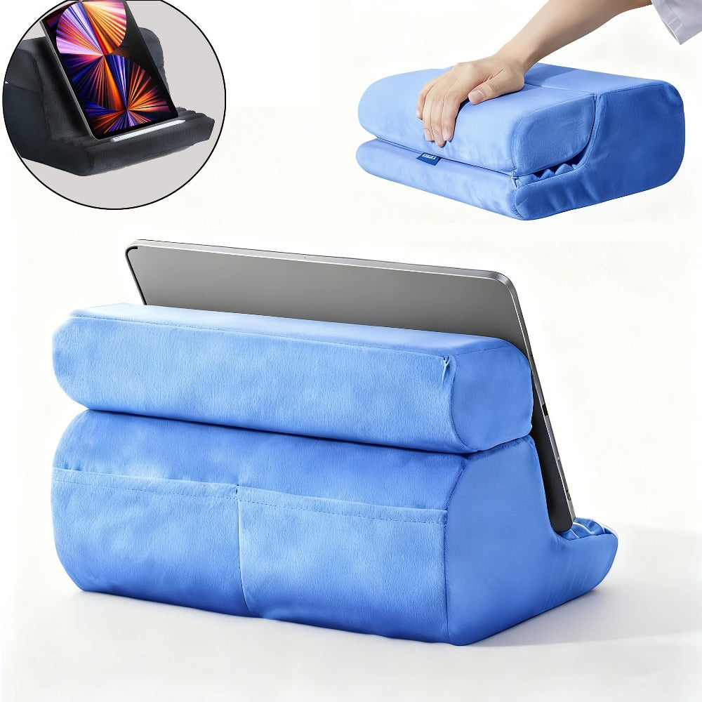 Tablet Pillow Stand Lap Bed Holder ¨C Hands-Free Viewing, Foldable, Washable Cover, Fits iPad iPhone E-Reader
