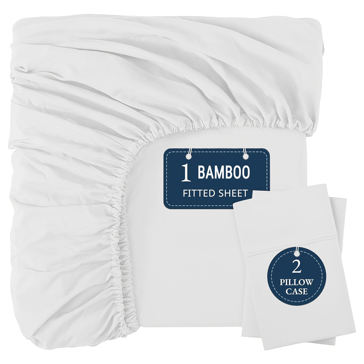 Bamboo Fitted Sheet Set 3-Piece ¨C Cooling Breathable Soft Deep Pocket Bed Sheets, Twin Full Queen King, 12 Colors ¨C Fits Mattress Up to 15¡±