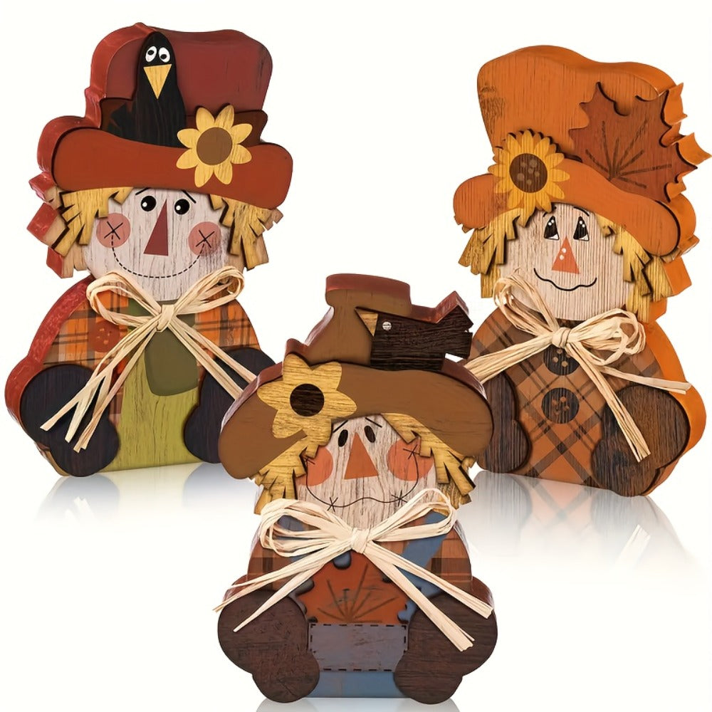 Halloween Autumn Tiered Tray Decor Set 3pcs Rustic Farmhouse Pumpkin Signs