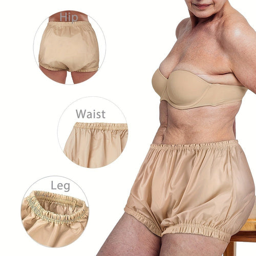 Adult Diaper Cover Waterproof Reusable Incontinence Pants ¨C Noiseless Soft Nylon Pull-On Leak Protection Underwear for Day & Night, Sizes S-4XL