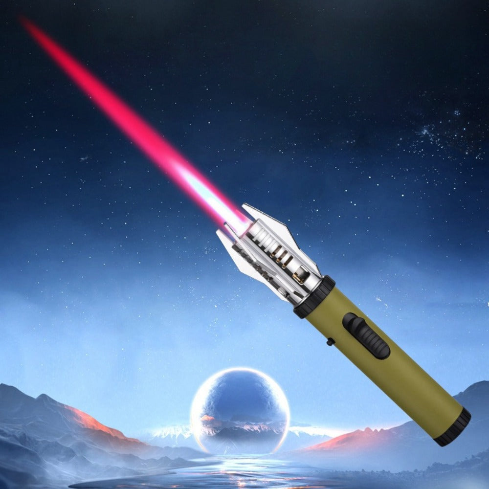 Windproof Turbo Torch Lighter 360 Degree Ignition Metal Jet Flame Lighter with Safety Lock Adjustable Flame for Camping BBQ Outdoor Cooking Butane Gas Not Included