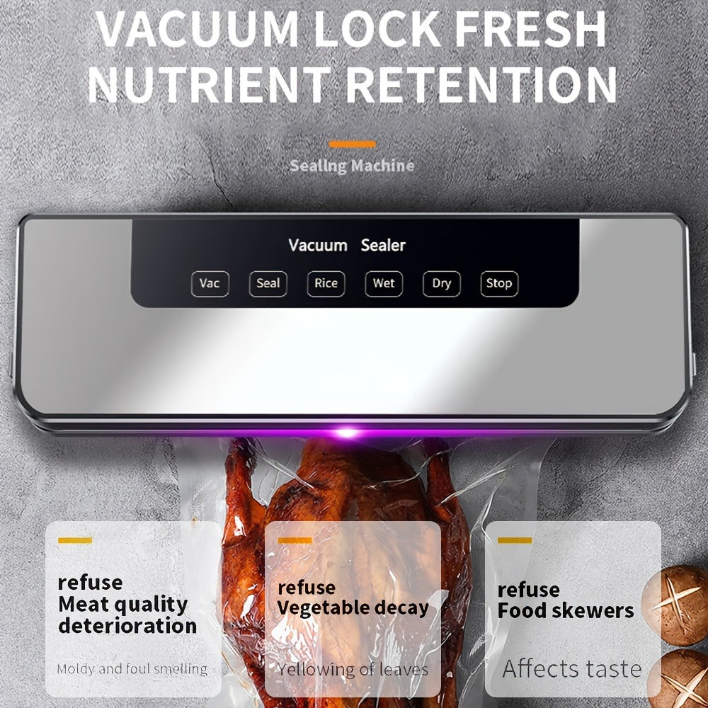 Vacuum Sealer Machine 65KPA ¨C 6-in-1 Automatic Food Sealer with 50 Bags, Dry Moist Modes, Sous Vide Compatible, Food Preservation System for Home Kitchen, Easy Clean