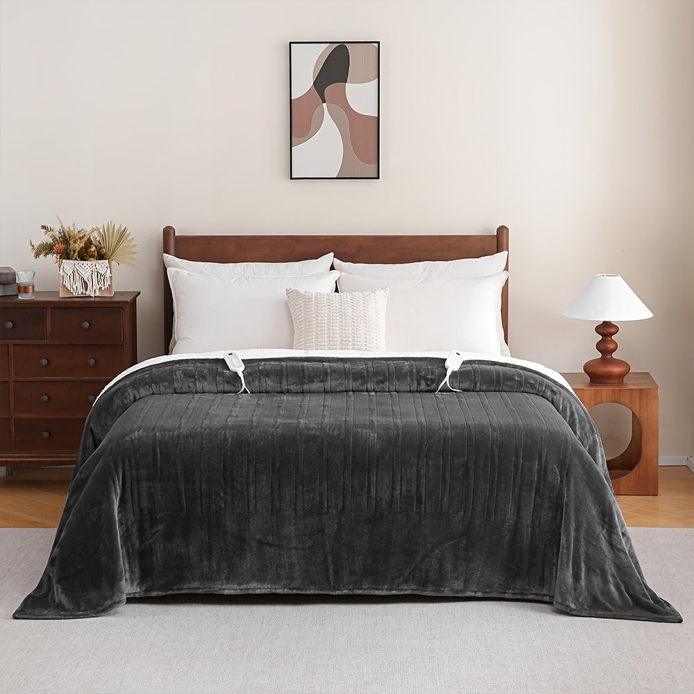 Electric Blanket with Temperature Control and Timer ¨C Extra Large Flannel Heated Blanket, 8 Levels 10-Hour Auto-Off, Machine Washable, PTC+NTC Overheat Protection, Throw Twin Full Queen King