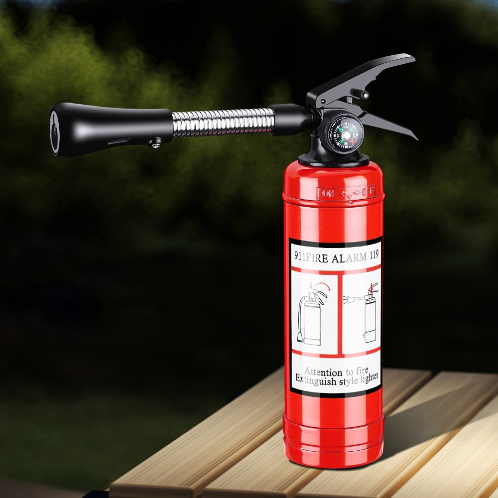Fire Extinguisher Lighter Refillable Butane Windproof Novelty Lighter Multifunctional Hose Flamethrower Style Inflatable Lighter for Camping Outdoor Candles Birthday Holiday Gifts
