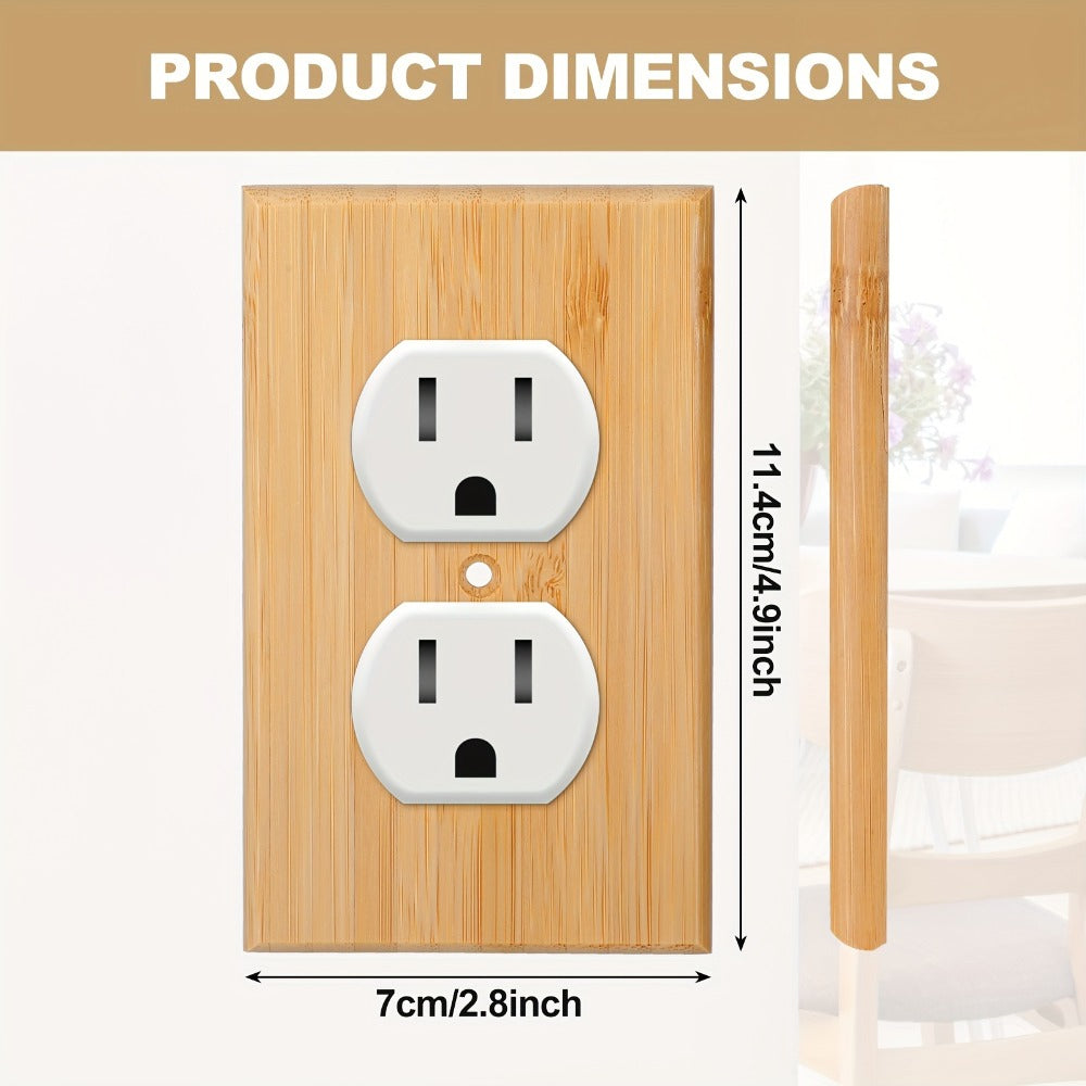 Wood Light Switch Panel Covers Set of 10 ¨C Bamboo Solid Wood Socket Plates 4.5x2.76in, Double Hole, for Bedroom Kitchen Home Wall Decor