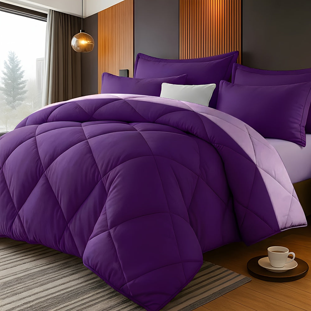 Comforter Set 2/3 Piece - Diamond Grid Quilted Down Alternative Comforter with Pillowcases, Soft Microfiber Breathable All Season Bedding Set, Twin Queen King, Multiple Colors