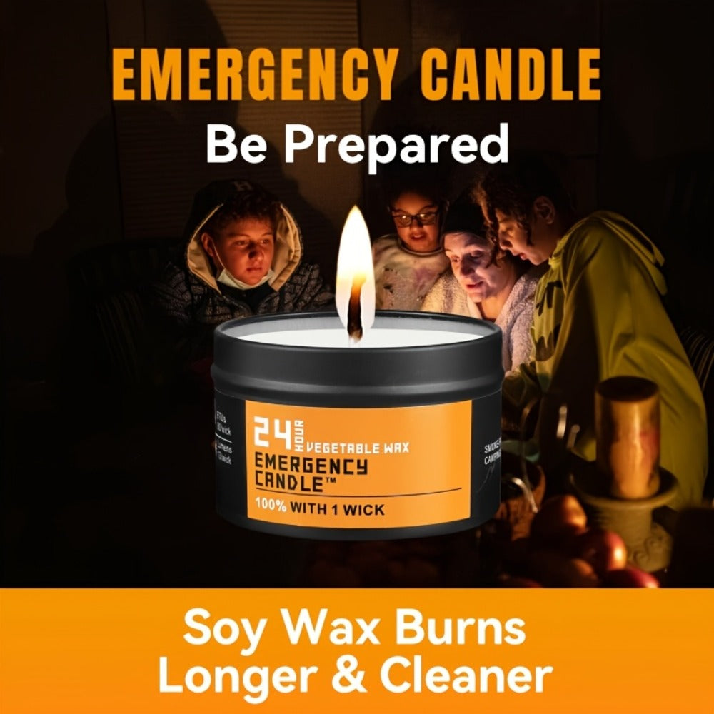 Emergency Soy Wax Candles 24-Hour Long Burning ¨C 4 or 6 Pack Unscented Single-Wick Candles in Golden Tin for Power Outages, Survival, Camping, Hunting & Outdoor Activities | Bulk Emergency Candle Set