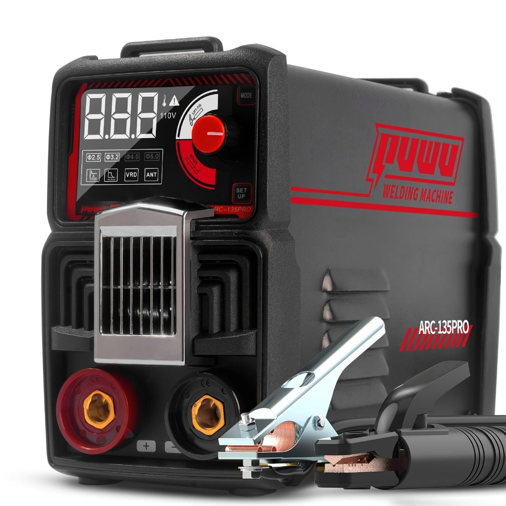 135A 110V MMA Arc Welder Stick Lift TIG 2-in-1 DC Inverter Welder LCD Digital Display Hot Start Thermal Protection Portable Welding Machine