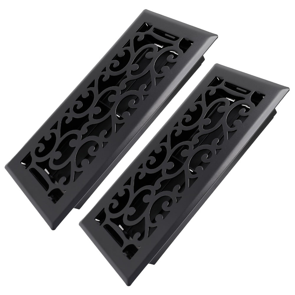 Floor Vent Register Cover 4x10 Inch Heavy Duty Walkable Steel Decorative Air Vent Grille Adjustable Airflow for Home HVAC 2-Pack Savannah Boston Design Multi Finish