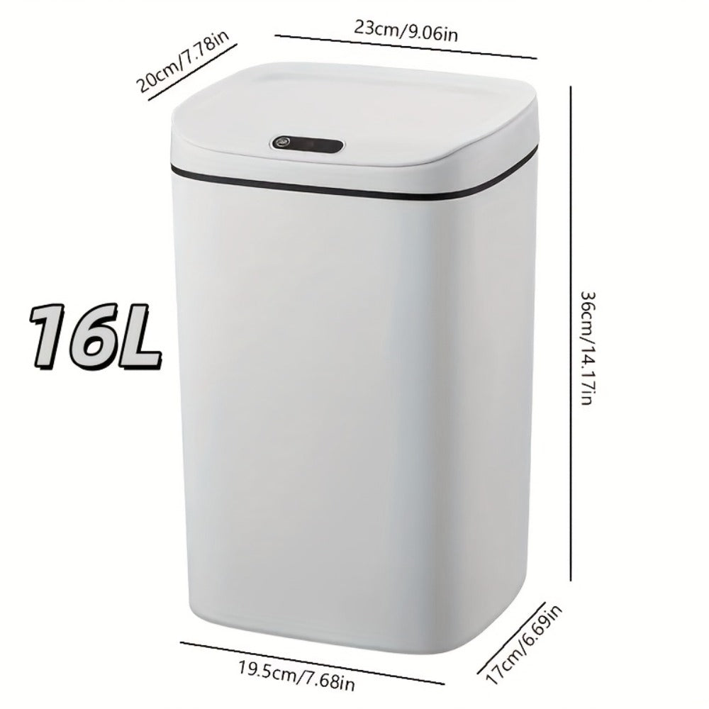 Motion-Activated Touchless Trash Can with Lid ¨C Smart Sensor Waste Bin for Kitchen, Bathroom, Office & Home, Minimalist Rectangular Design, Battery Powered, 3-4 Gallon