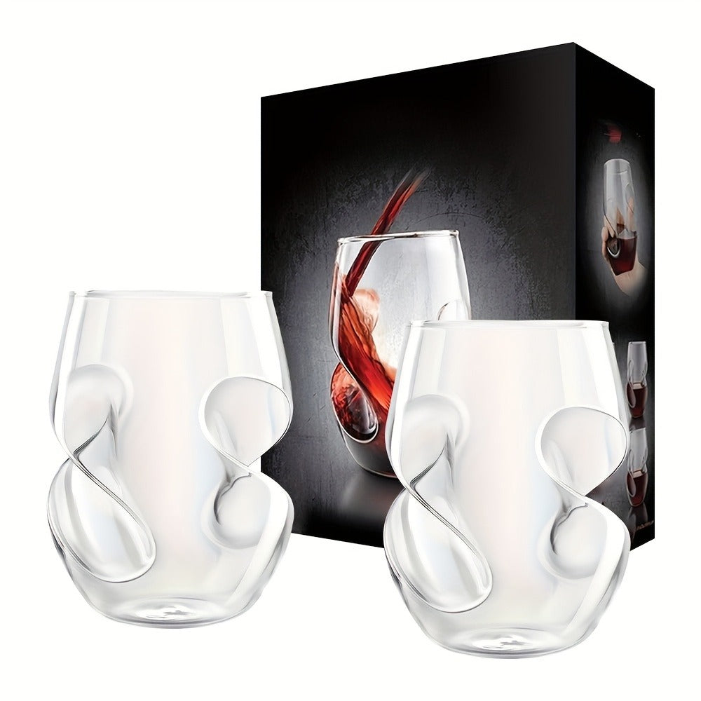 Borosilicate Drinking Glasses Set of 2 ¨C 16 Oz Elegant Curved Glassware for Wine, Iced Coffee, Mojitos, Juice & Whiskey ¨C Perfect for Parties, Weddings, Picnics & Gatherings