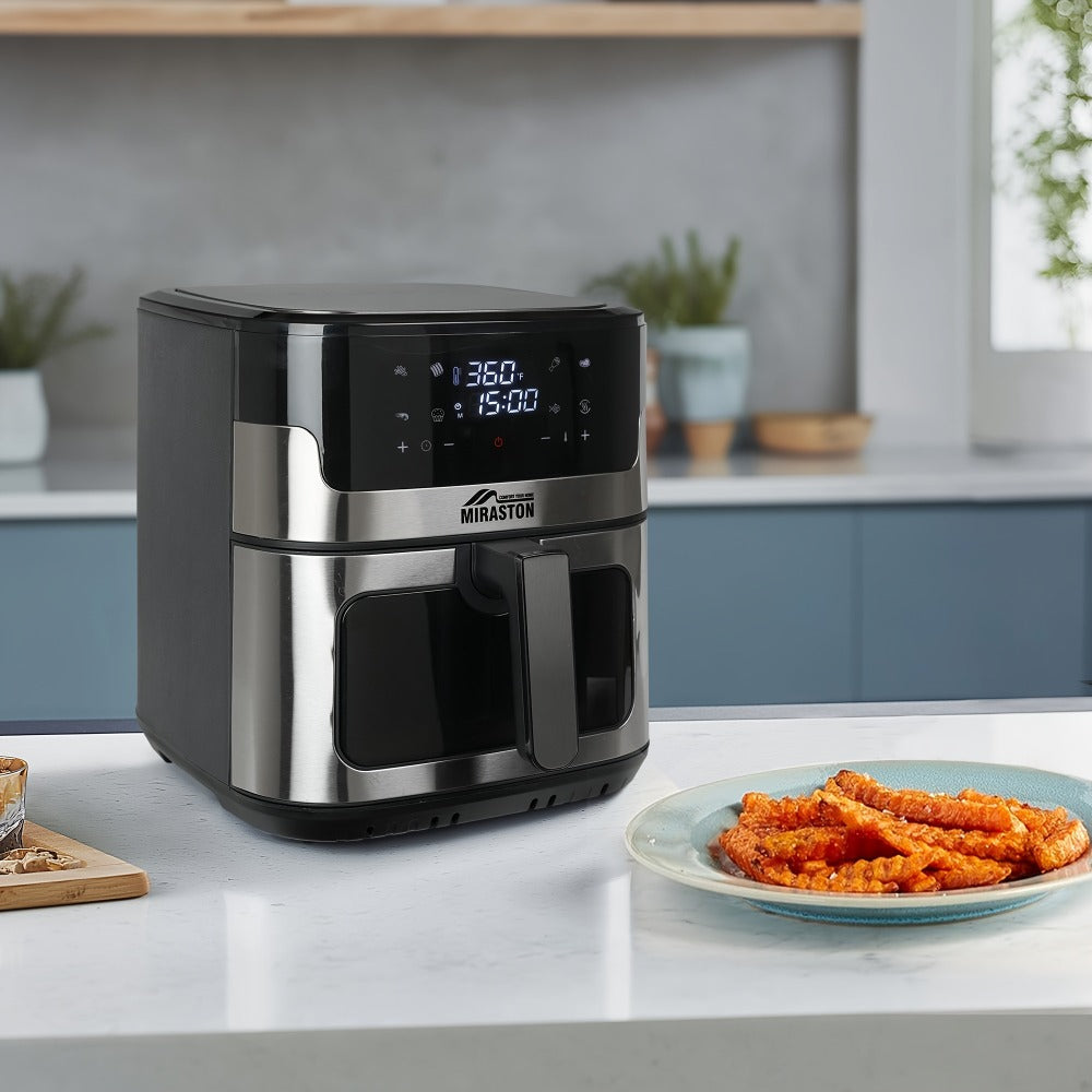 Air Fryer Large Capacity 8.5QT / 3.6QT Touchscreen | 8 Preset Functions | Non-Stick Basket | Smart Digital Control | Oil-Free Cooking for 5-6 People | Kitchen Air Fryer Oven Black
