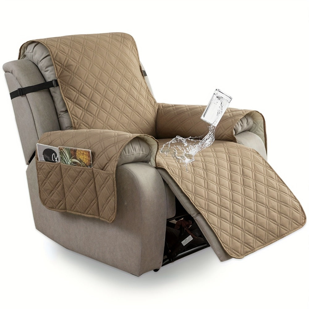 Recliner Chair Cover Waterproof Dual-Layer with Side Pockets Non-Slip Scratch Resistant Machine Washable Pet Protection 11 Colors
