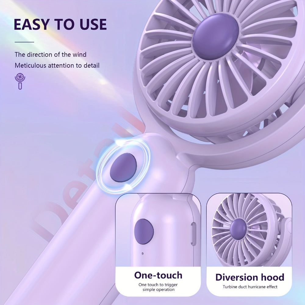 Handheld Fan Mini USB-C Rechargeable 3 Speed 180 Degree Adjustable Portable Personal Fan for Indoor Outdoor Travel Summer Cooling Gift 3 Pack 6 Pack Black Pink Purple