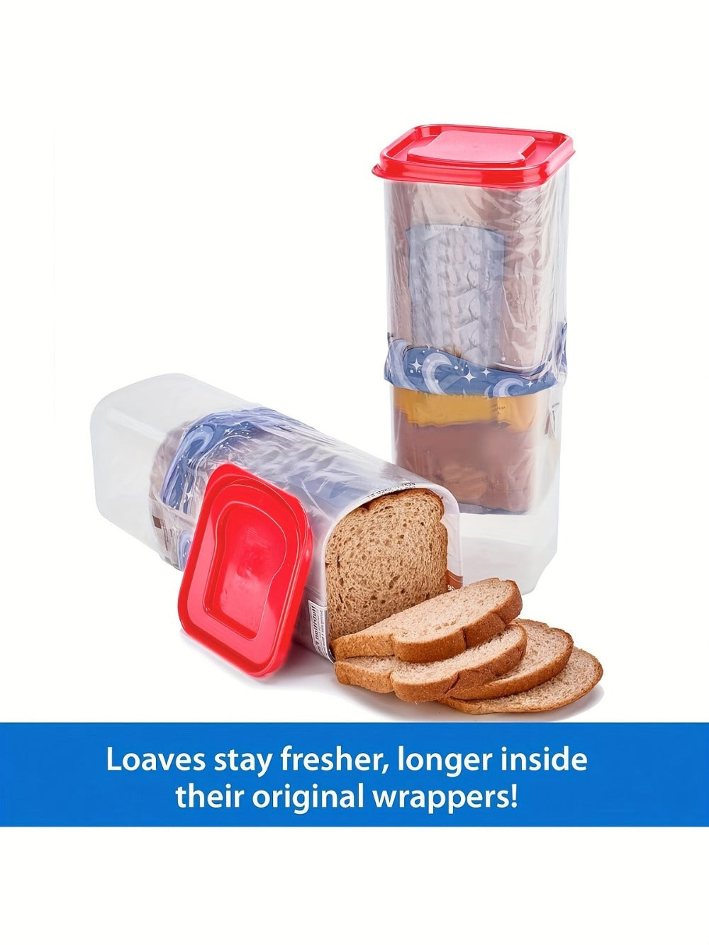 Leak Proof Plastic Food Storage Container with Flip Top Lid ¨C Airtight Sealing Box for Bread, Toast, Fruits & Vegetables, Rectangle Kitchen Organizer