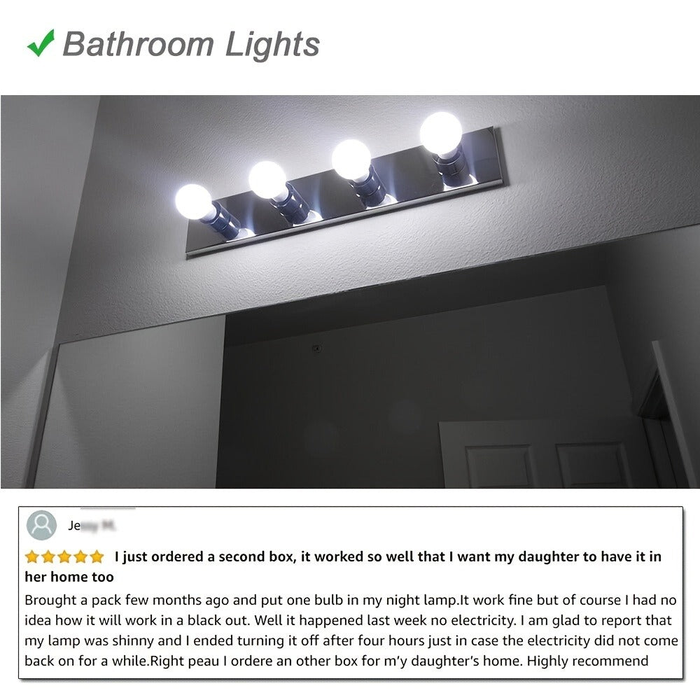 Rechargeable Emergency LED Light Bulb 12W 1100 Lumens 96W Equivalent with 800mAh Battery Backup ¨C 6500K E26 E27 Base Non-Dimmable Auto-On Power Outage Bulb for Home Office Camping, 8-Pack