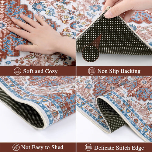 Anti Fatigue Kitchen Mat Set of 2 Non-Slip Cushioned Kitchen Rugs Boho Distressed Runner for Sink Laundry Office Standing Mat