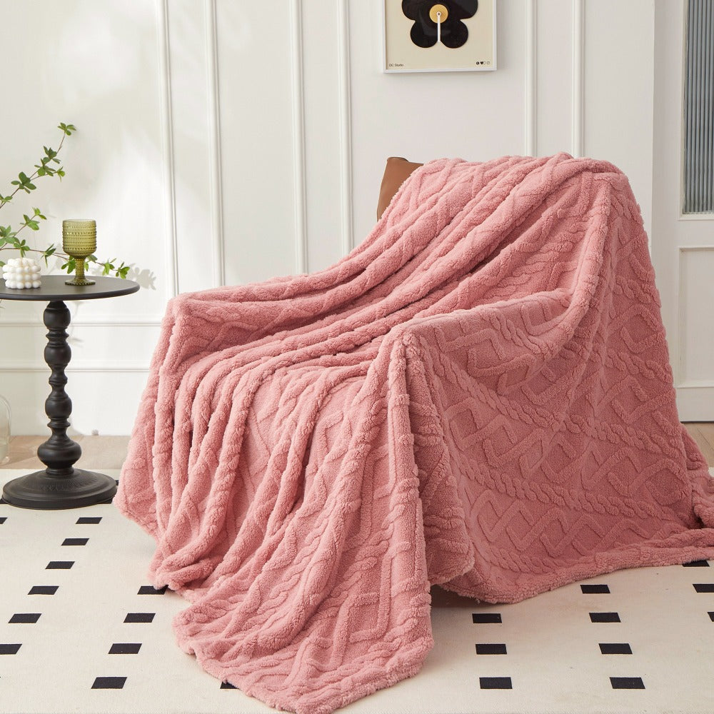 3D Plush Dense Weave Fleece Blanket ¨C Ultra-Soft Warm Throw for Bed, Couch, Travel & Outdoor, Air-Conditioning Friendly, 3 Colors, 2 Sizes