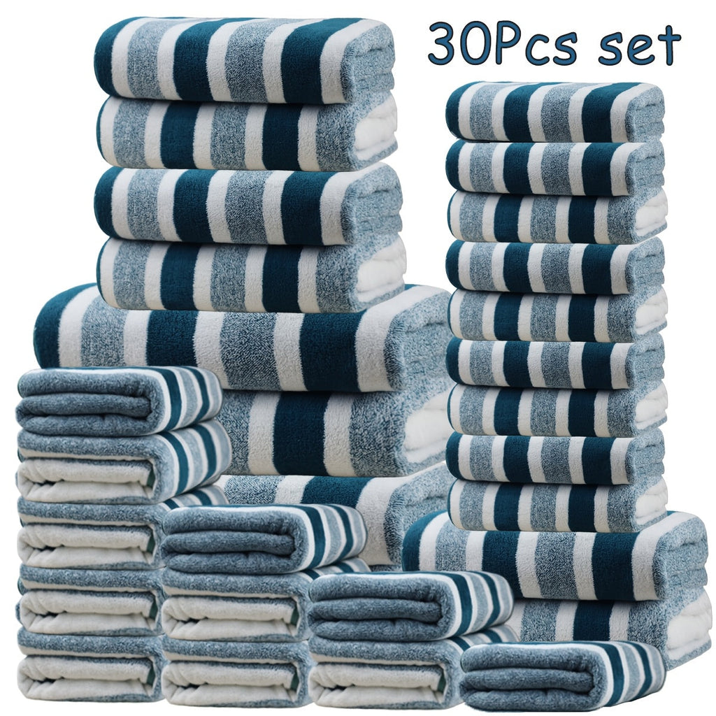 Bath Towel Set 30 Piece Coral Fleece Super Soft Quick Dry Fast Absorption Lightweight Large Wide Towels for Home Hotel Spa Gym Camping Christmas Gift Red Gray Green Navy Blue Purple Brown