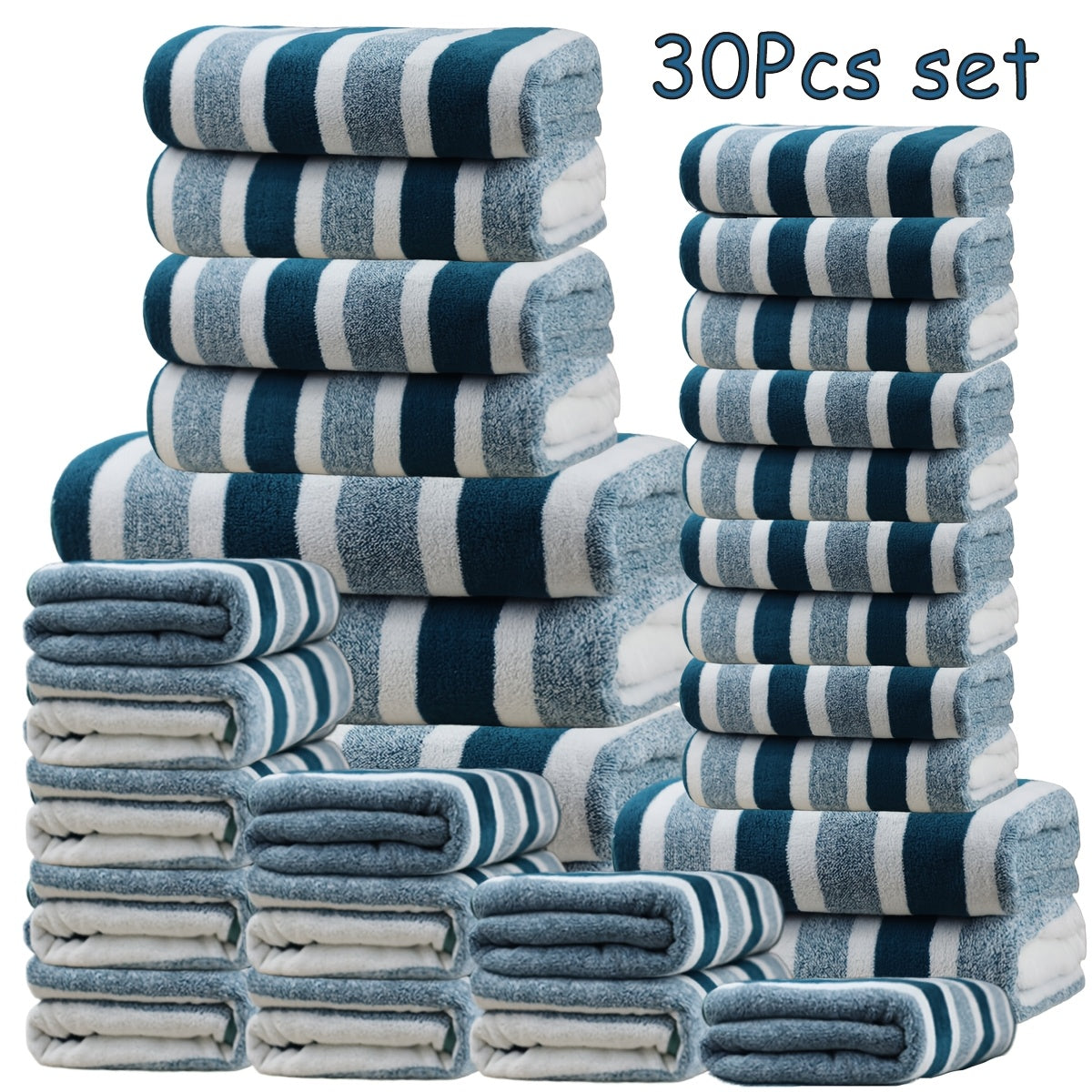 Bath Towel Set 30 Piece Coral Fleece Super Soft Quick Dry Fast Absorption Lightweight Large Wide Towels for Home Hotel Spa Gym Camping Christmas Gift Red Gray Green Navy Blue Purple Brown