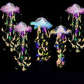 Jellyfish Lantern Party Decorations 5 Pack ¨C Colorful Translucent Ribbon Hanging Lights for Halloween Christmas Wedding Birthday, Indoor Outdoor Festive Event Decor (Crystal Ribbon / Set)