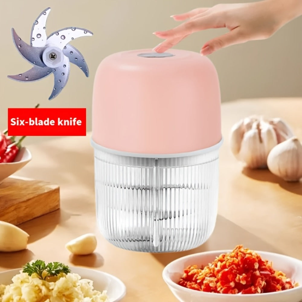 Electric Garlic Chopper USB Rechargeable Mini Food Chopper with 800mAh Battery - Portable Vegetable Garlic Grinder Onion Blender for Garlic Ginger Chili Fruits Meats - Kitchen Gadget Gift