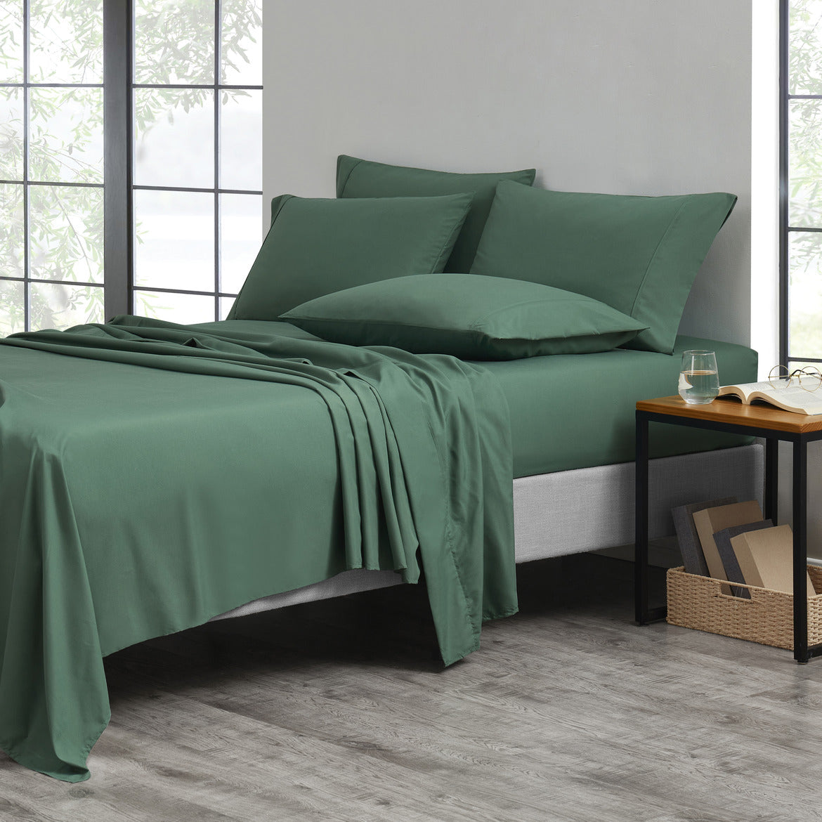 Bamboo Sheet Set 6 Piece Cooling Bed Sheets with Deep 16 Inch Pockets - 2000 Thread Count Microfiber Bamboo Blend Fitted Flat Sheets Pillowcases Twin Full Queen King Cal King