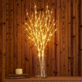 Birch Branch Lights Set of 2, Artificial Luminous Birch Tree Branches with Green Leaves & LED Fairy Lights ¡ª Battery Powered Indoor Decor for Christmas, New Year, Home & Reading Nook