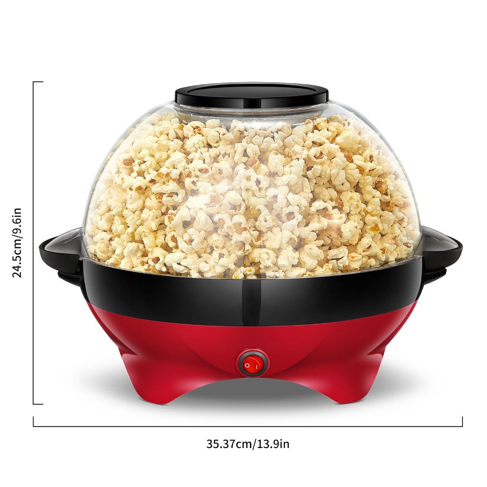 Popcorn Machine 800W Electric Stirring Popcorn Maker ¨C 6-Quart Non-Stick Plate, Quick-Heat Technology, Cool-Touch Handles, 2-in-1 Lid & Bowl for Home Movie Night