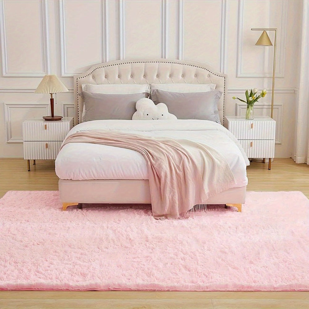 Pink Soft Shaggy Area Rug for Living Room Bedroom Non-Slip Fluffy Carpet Thickened Moisture Resistant Easy Clean Home Decor